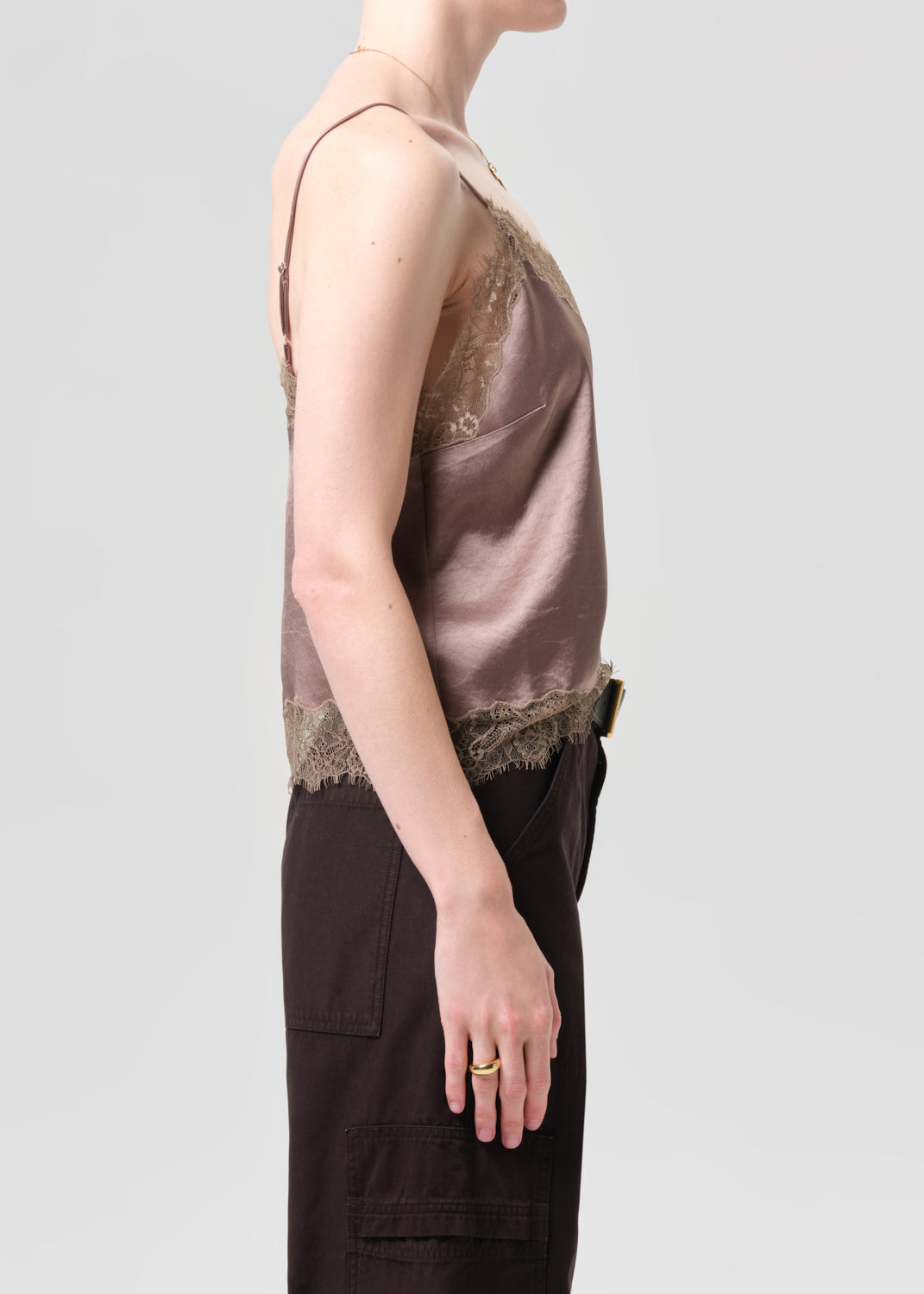 Lace Trimmed Cami in Cocoa