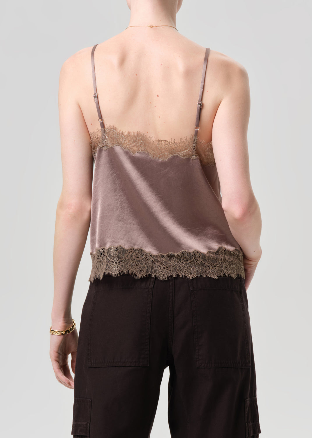 Lace Trimmed Cami in Cocoa