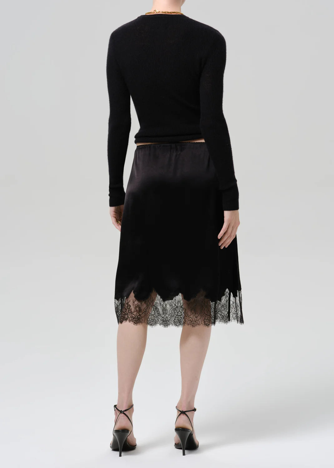 Lace Trimmed Skirt in Black