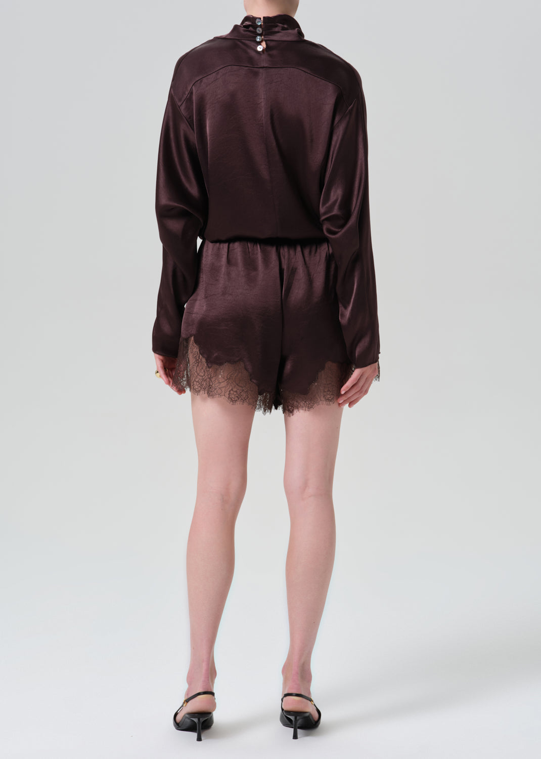 Lace Trimmed Tap Short in Espresso