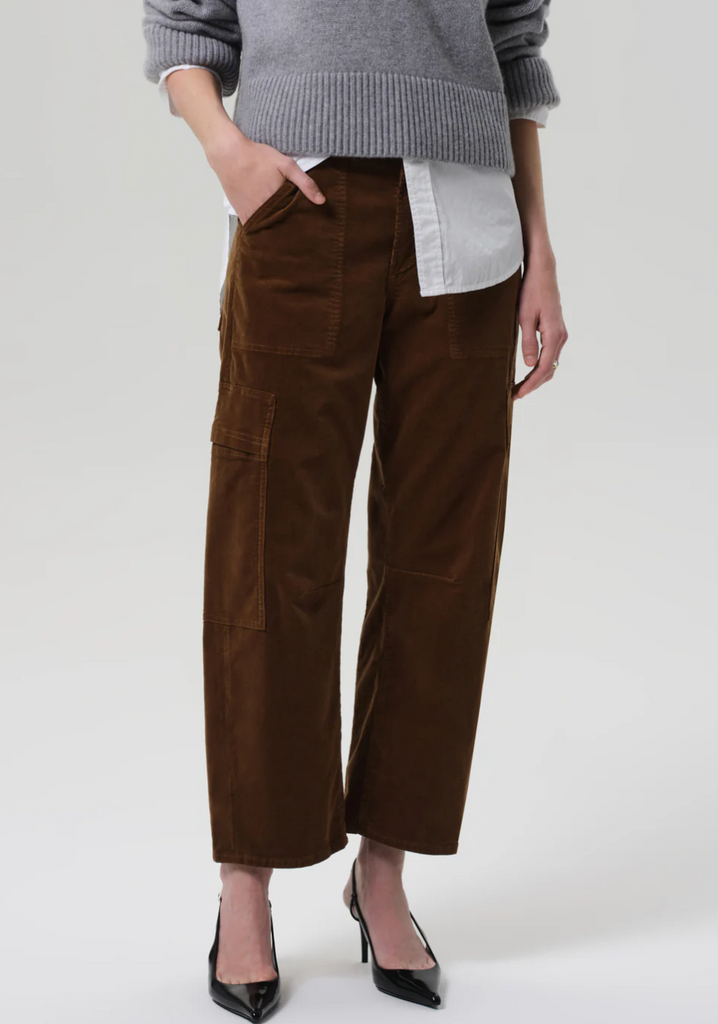 Marcelle Low Slung Easy Cargo Corduroy in Manuka