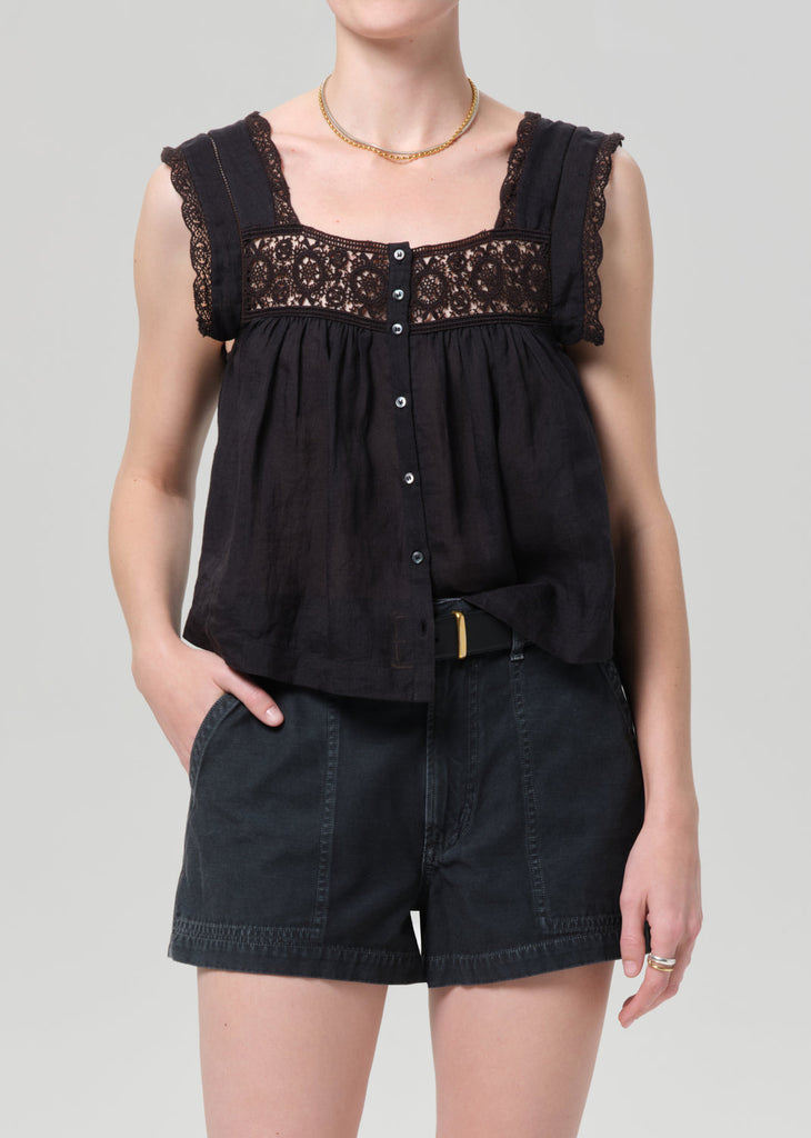 Mia Embroidered Top in Black
