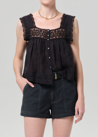 Mia Embroidered Top in Black