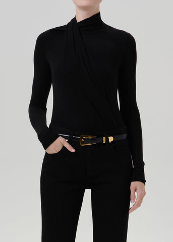 Sculptural Bodysuit in Black