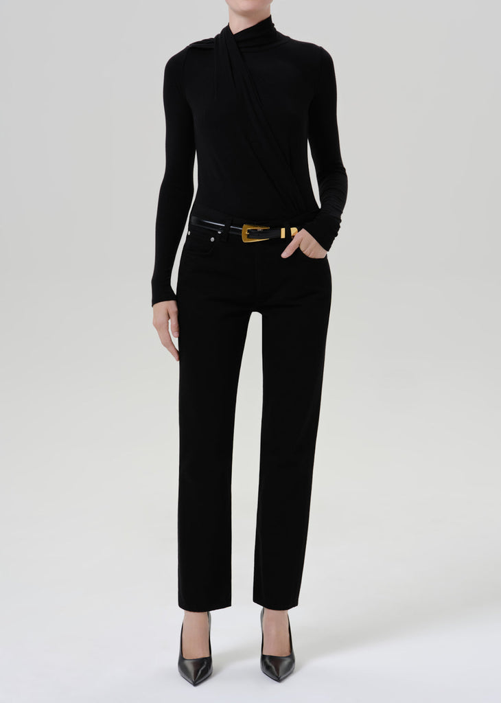 Sculptural Bodysuit in Black