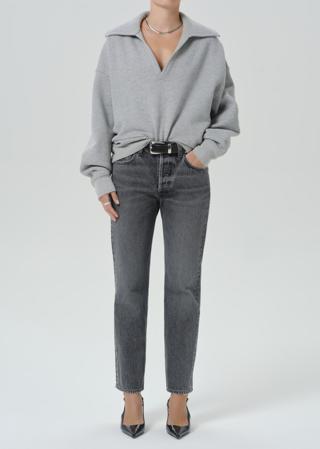 Trapeze Pullover in Heather Grey