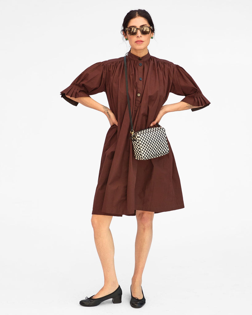 Midi Sac in Black/Cream Woven Checker