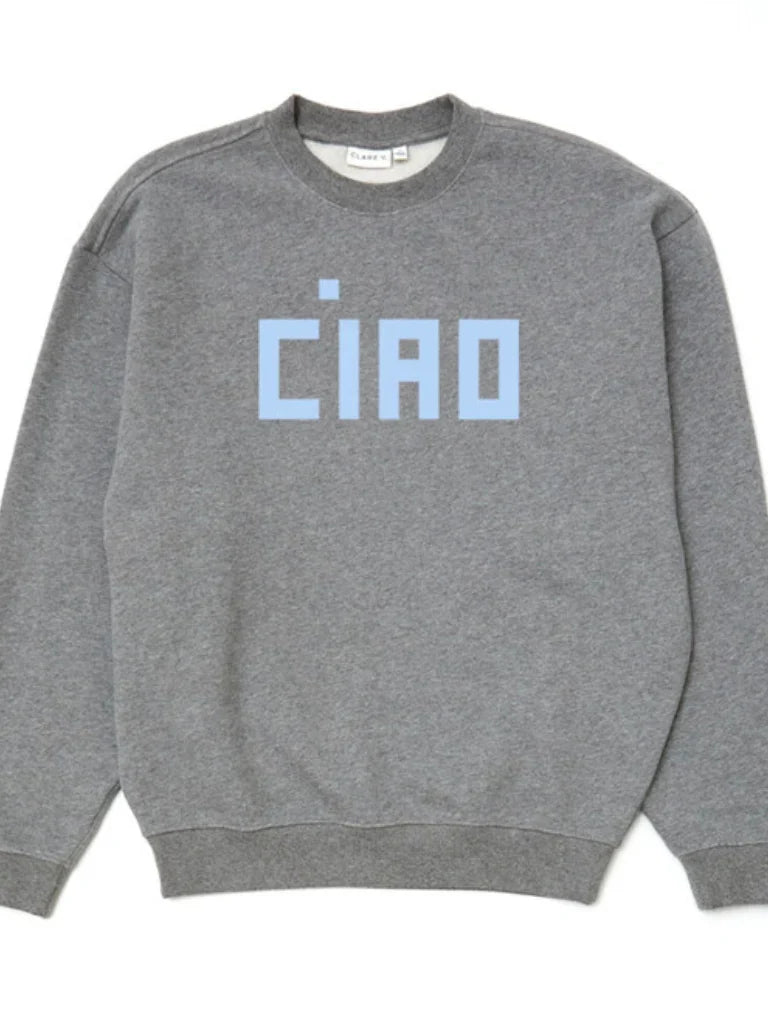 Oversized Sweatshirt in Grey Melange w/ Block Ciao