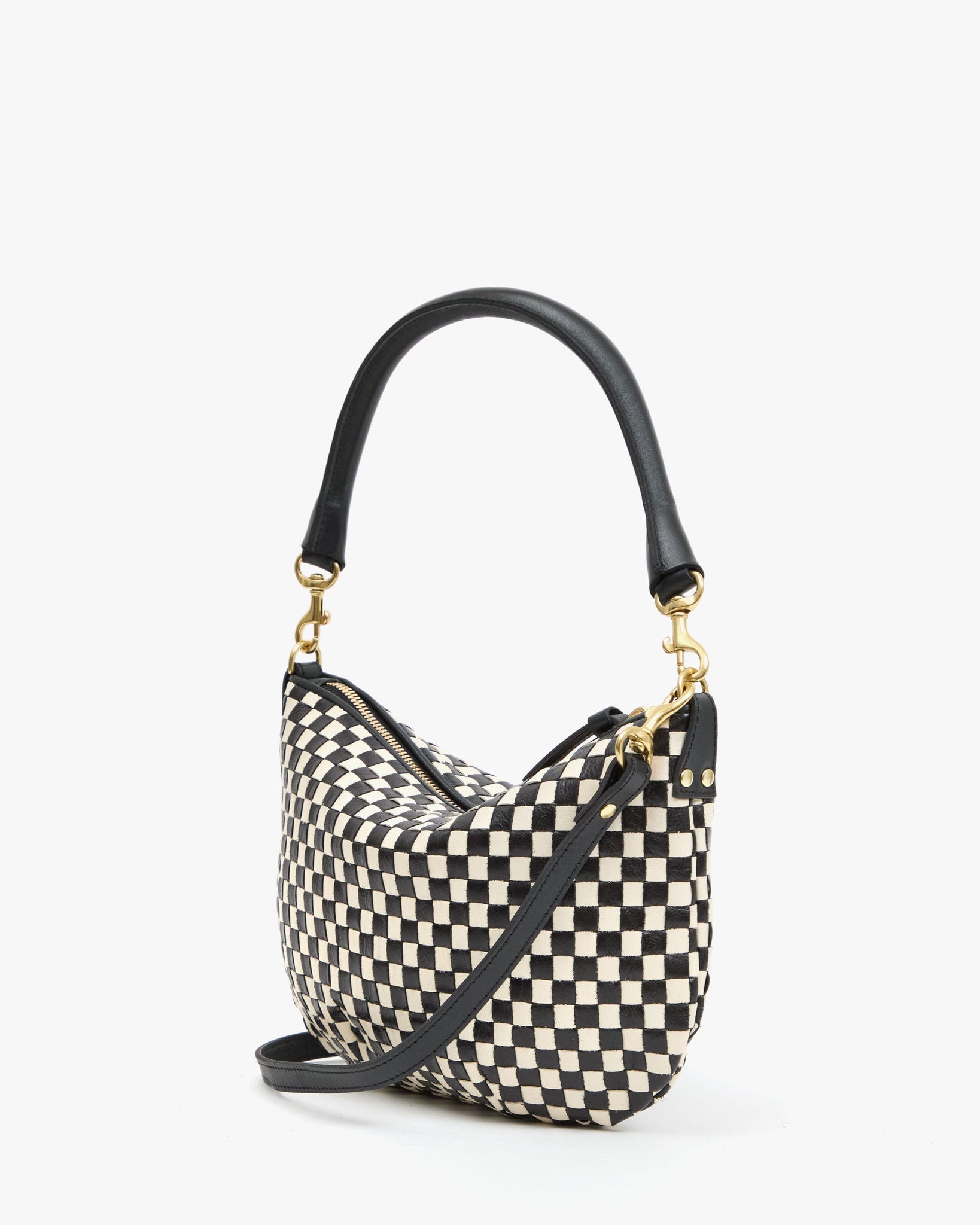 Petit Moyen Messenger in Black/Cream Woven Checker