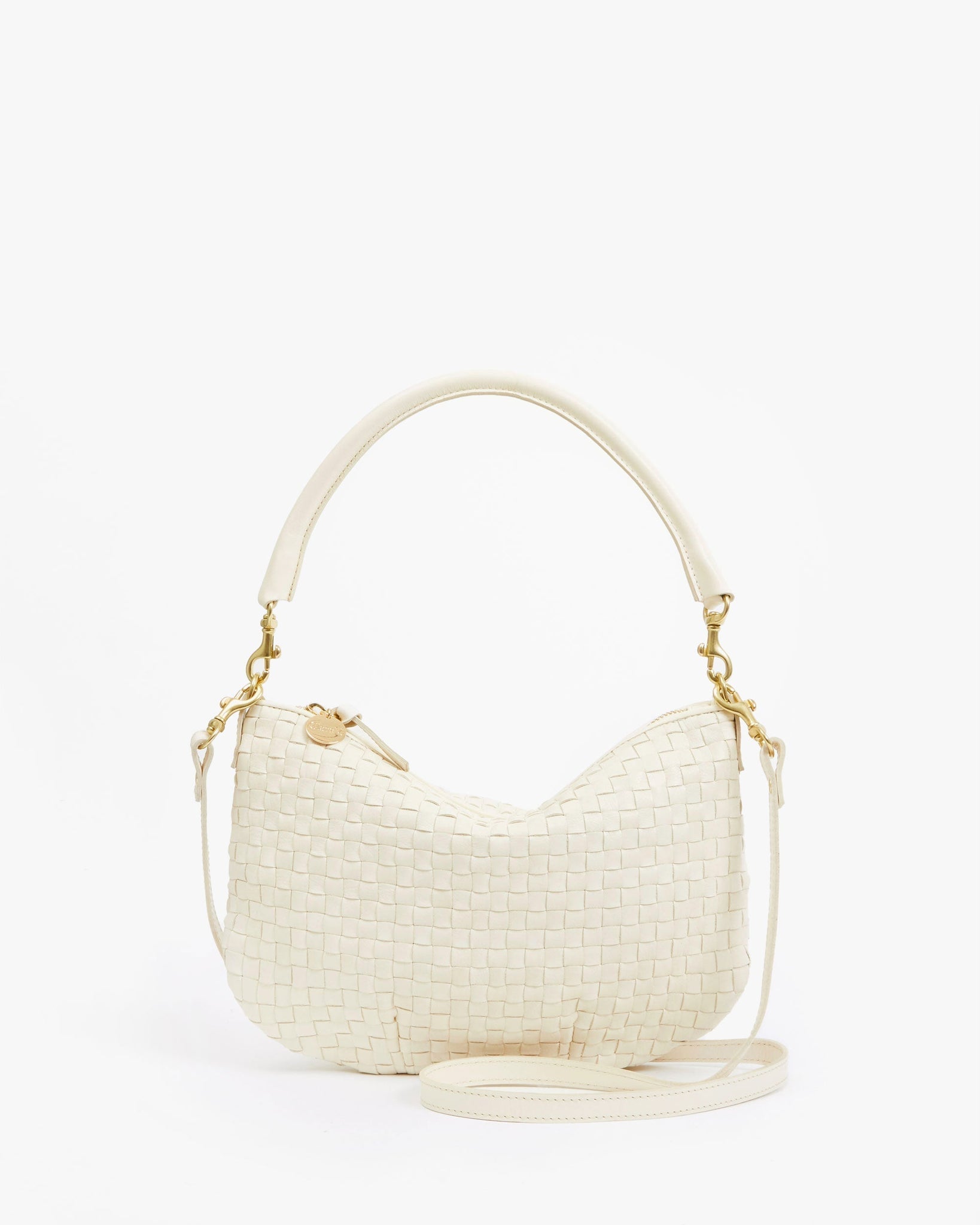 Petit Moyen Messenger in Cream Woven Checker