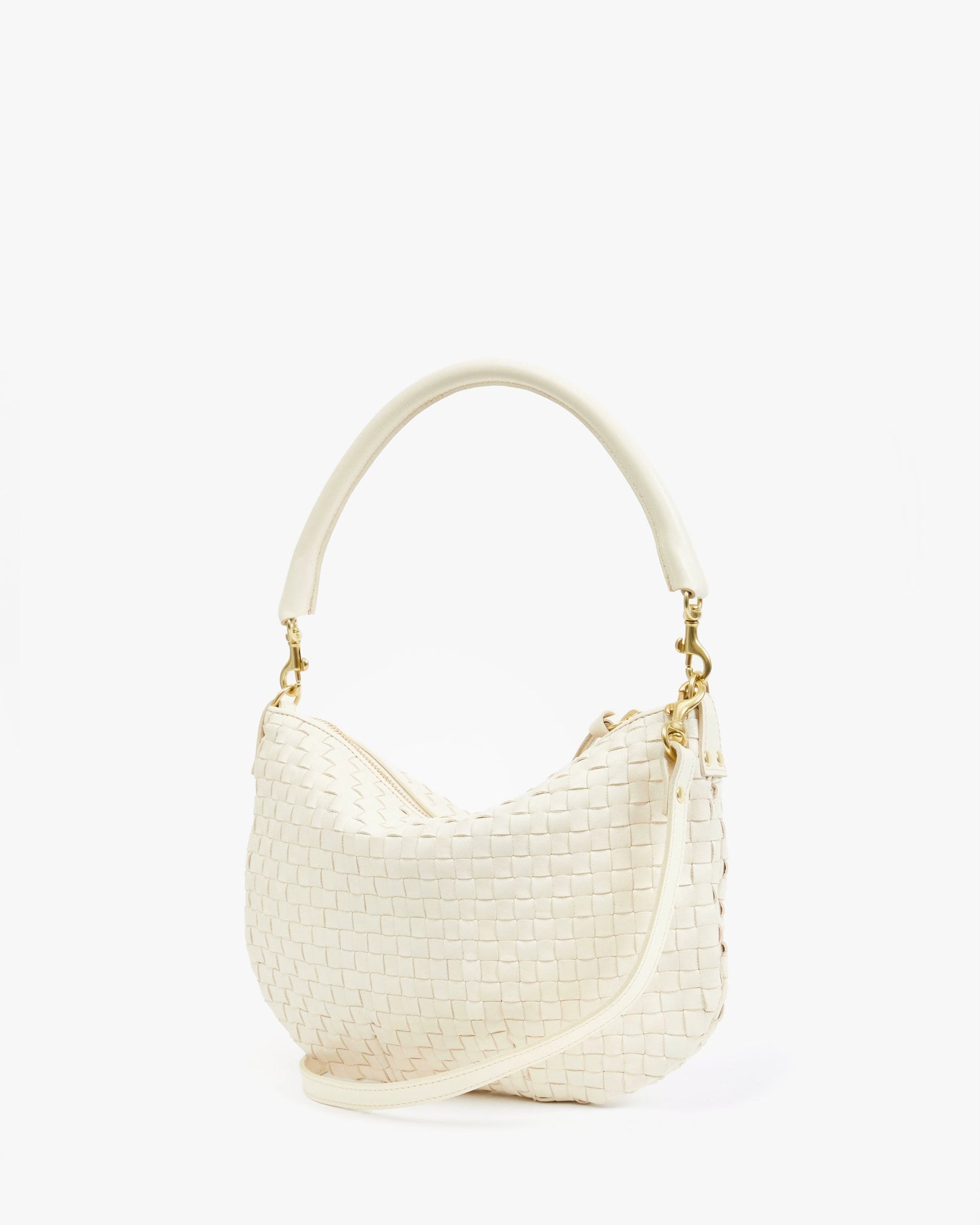 Petit Moyen Messenger in Cream Woven Checker