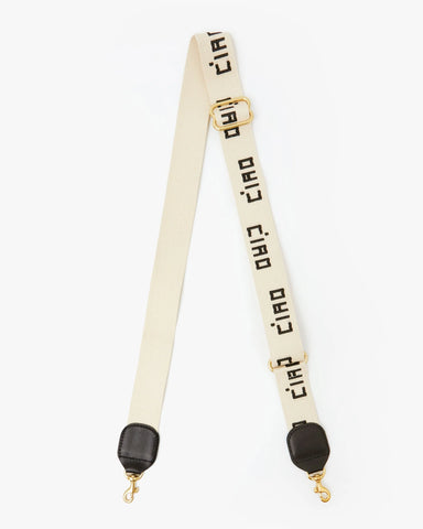 Adjustable Crossbody Strap in Natural with Black Ciao