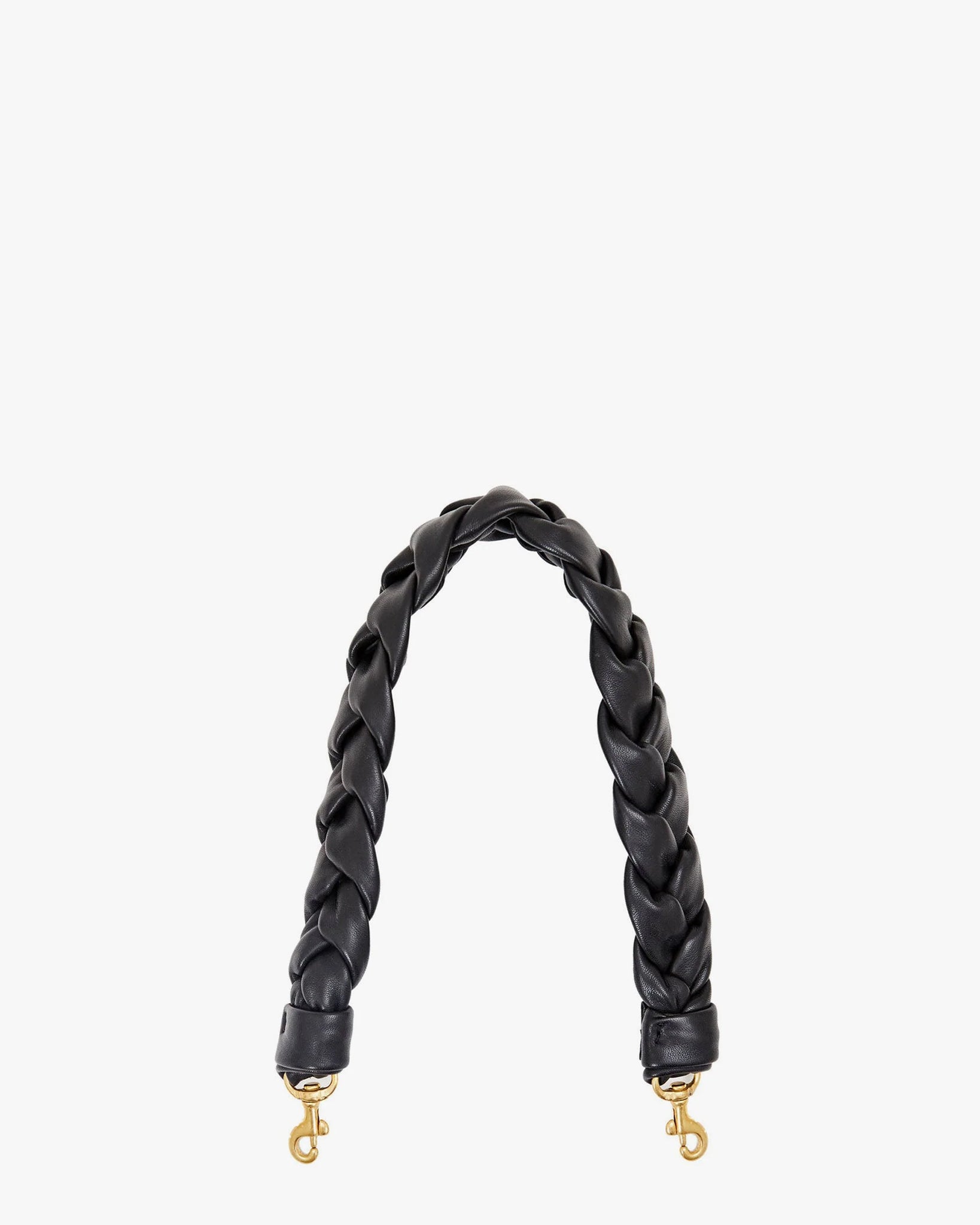 Braided Shoulder Strap in Black Leather