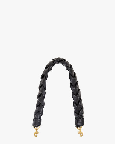 Braided Shoulder Strap in Black Leather
