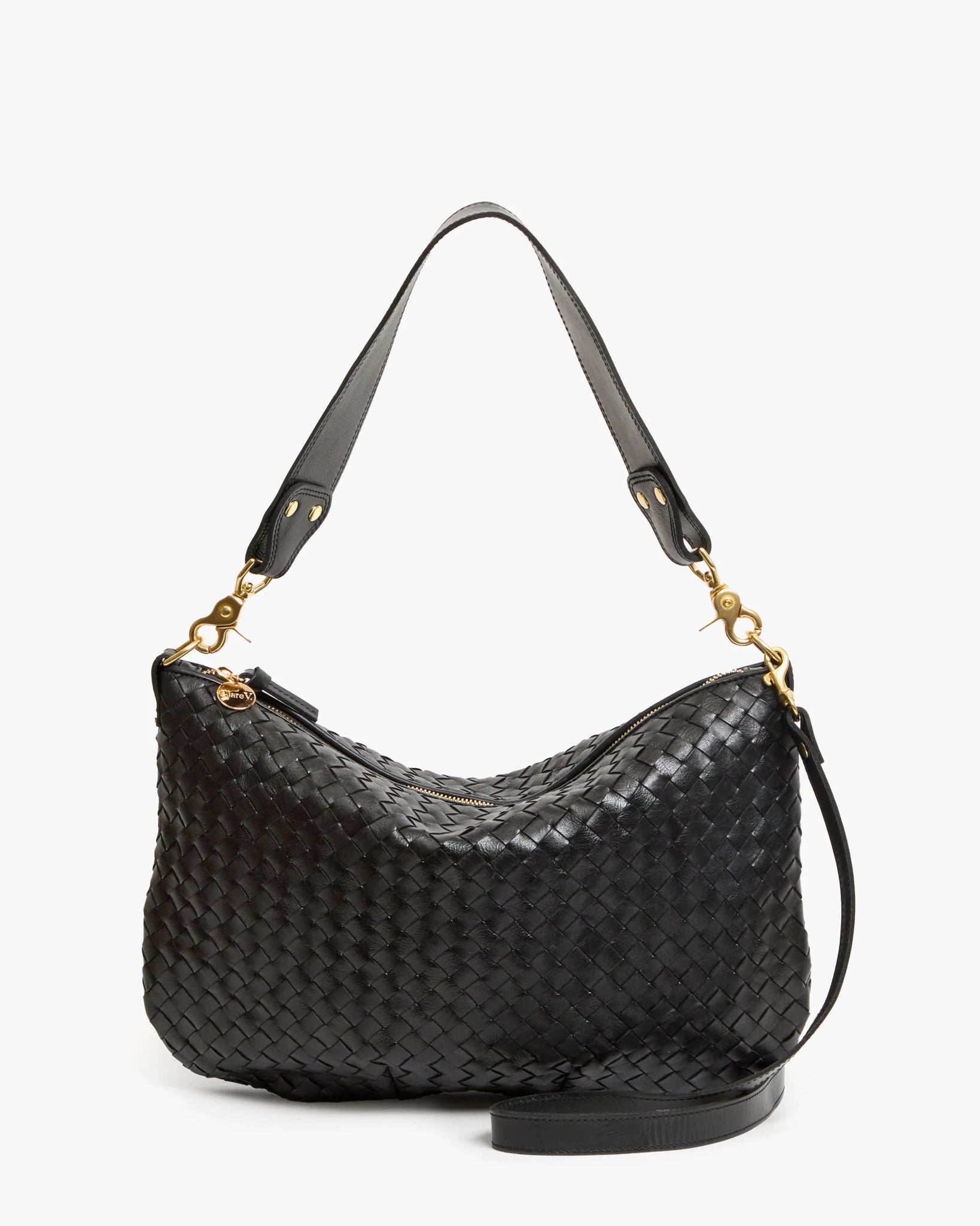 Moyen Messenger in Black Diagonal Woven