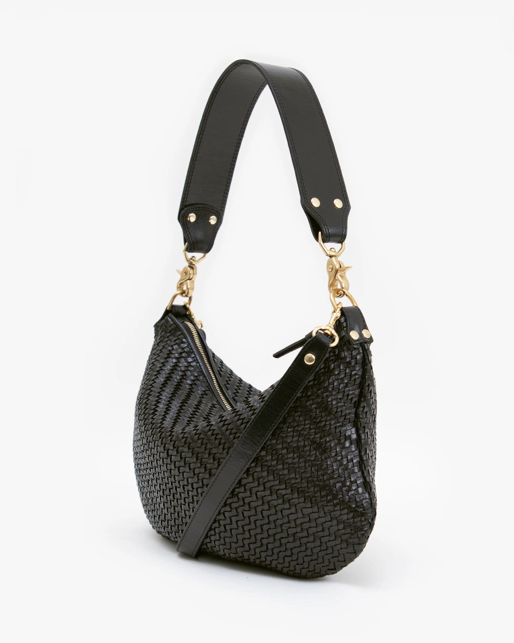 Moyen Messenger in Black Woven Zig-Zag