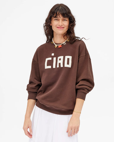 Oversized Sweatshirt in Chocolate with Cream Block Ciao