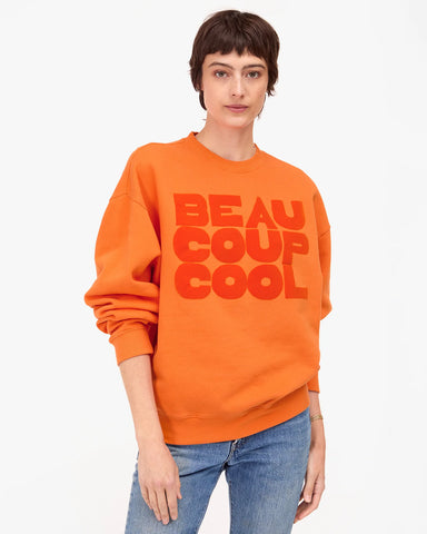 Oversized Sweatshirt in Zucca with Tonal Flocked Beaucoup Cool