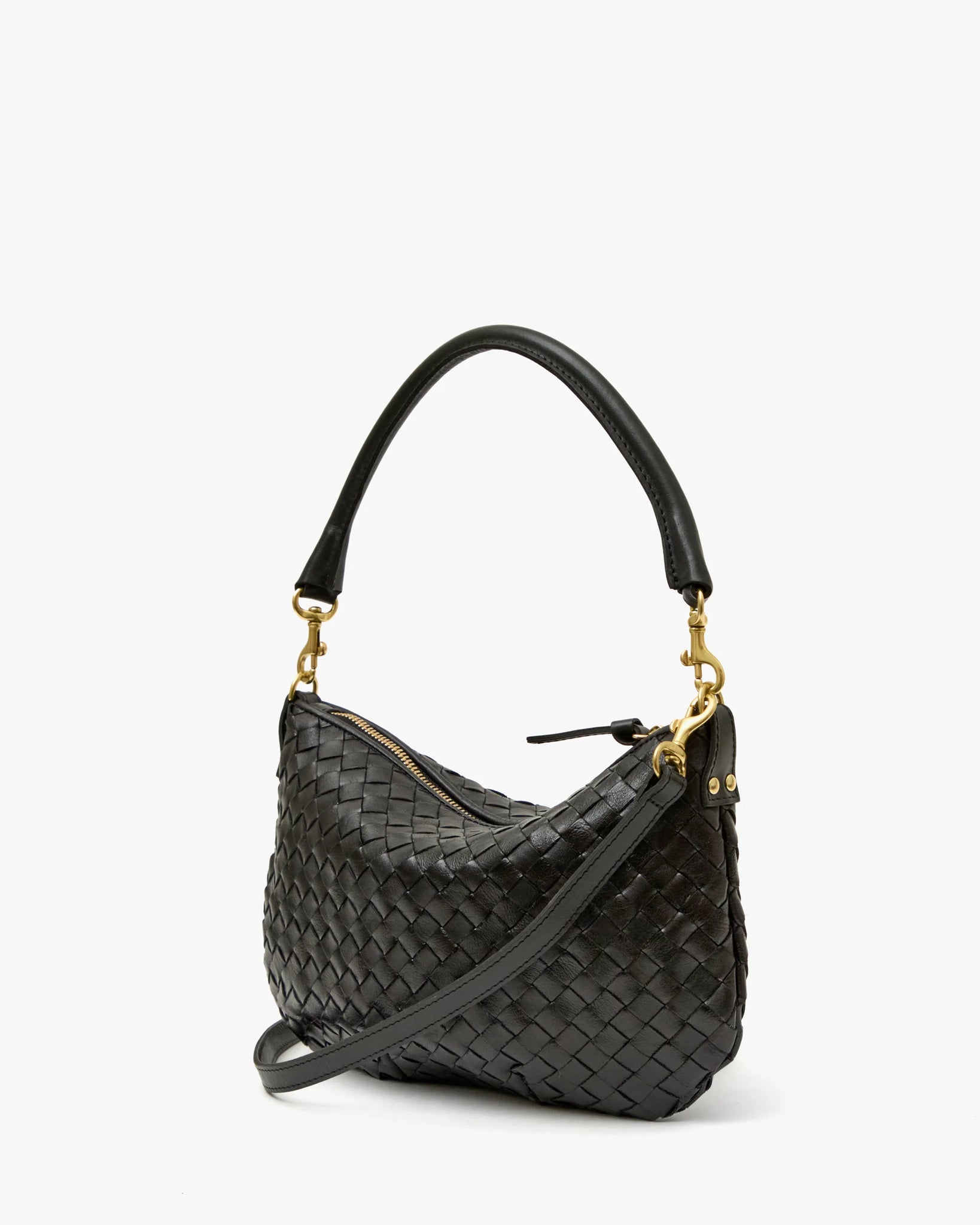 Petit Moyen Messenger in Black Diagonal Woven