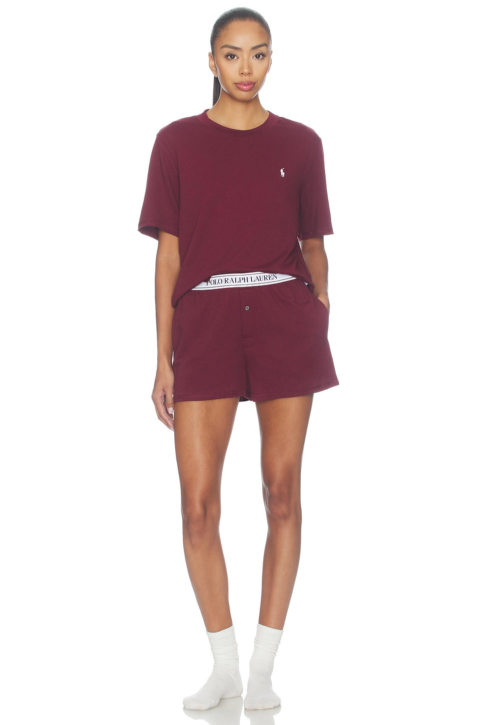 Club Terry Short Sleeve Short Set in Zinfandel
