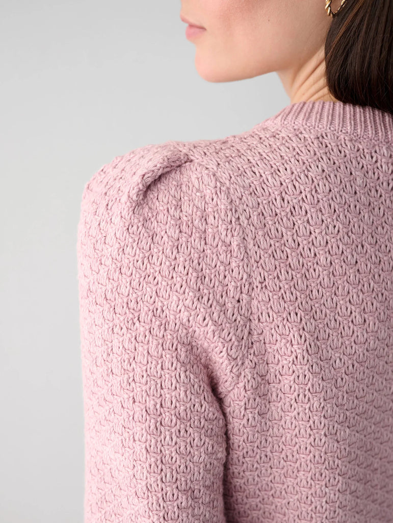 Cotton Textured Puff Sleeve Top in Muted Rose