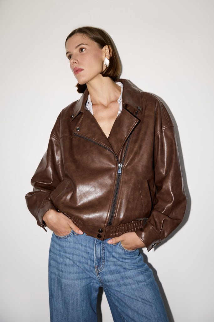 Dallas Leather Jacket in Chestnut
