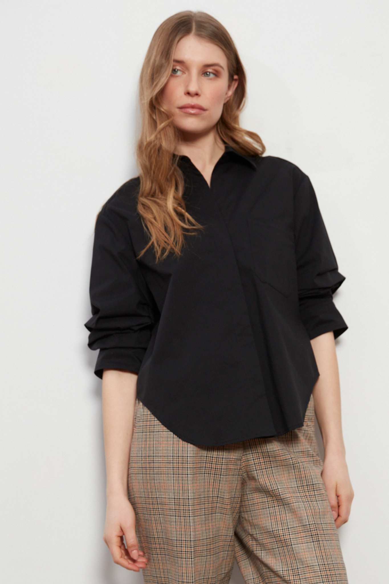 Daria Ruched Sleeve Shirt in White