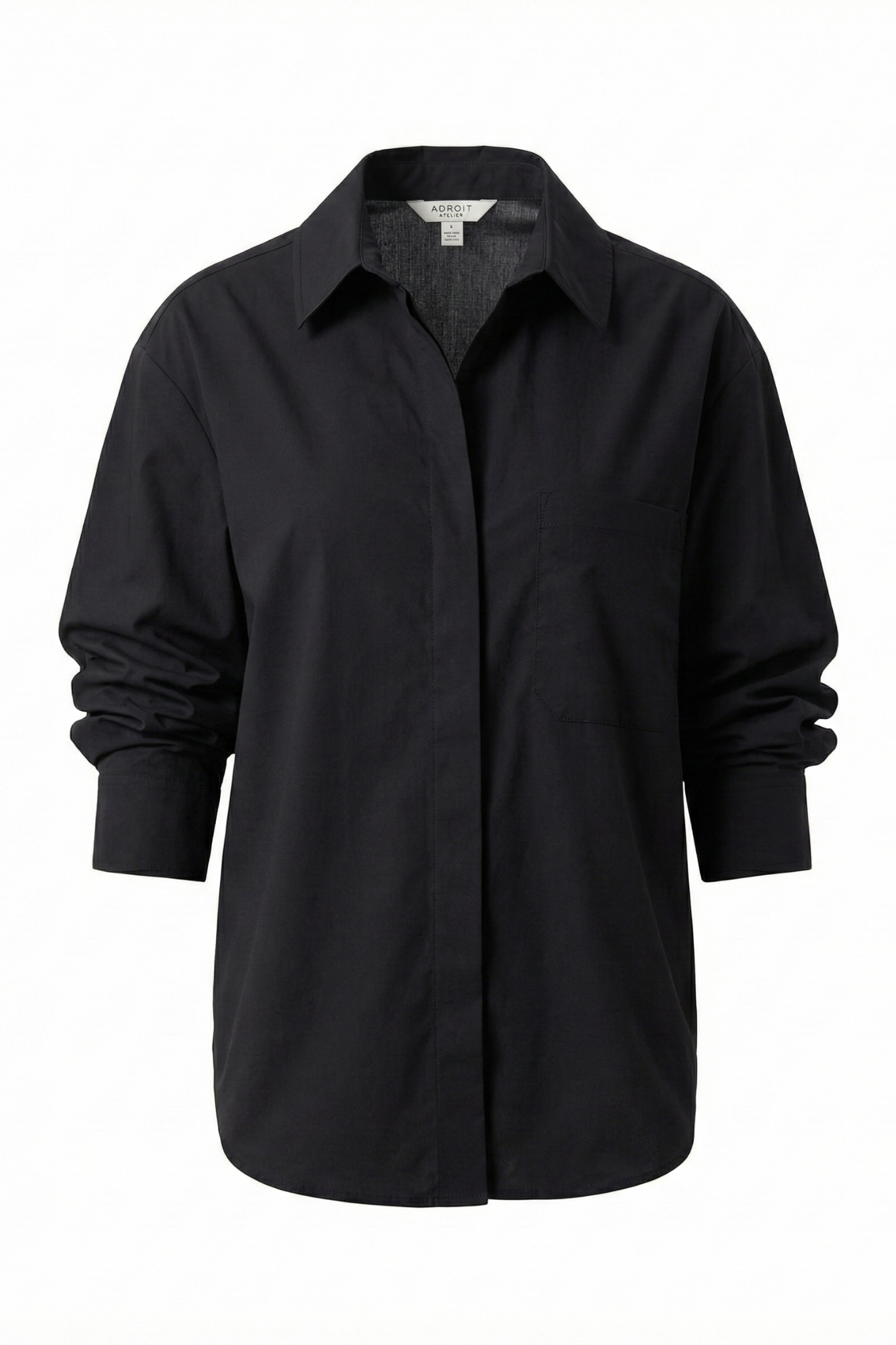 Daria Ruched Sleeve Shirt in Black