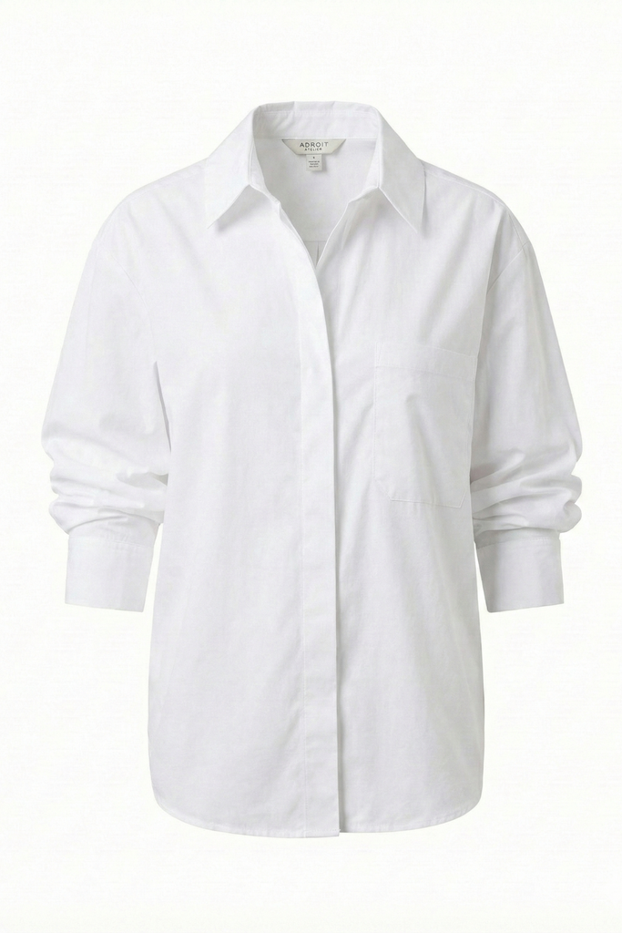 Daria Ruched Sleeve Shirt in White