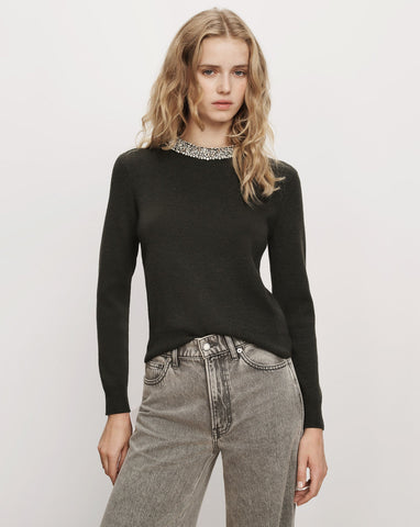 Daro Embellished Sweater in Green Shadow
