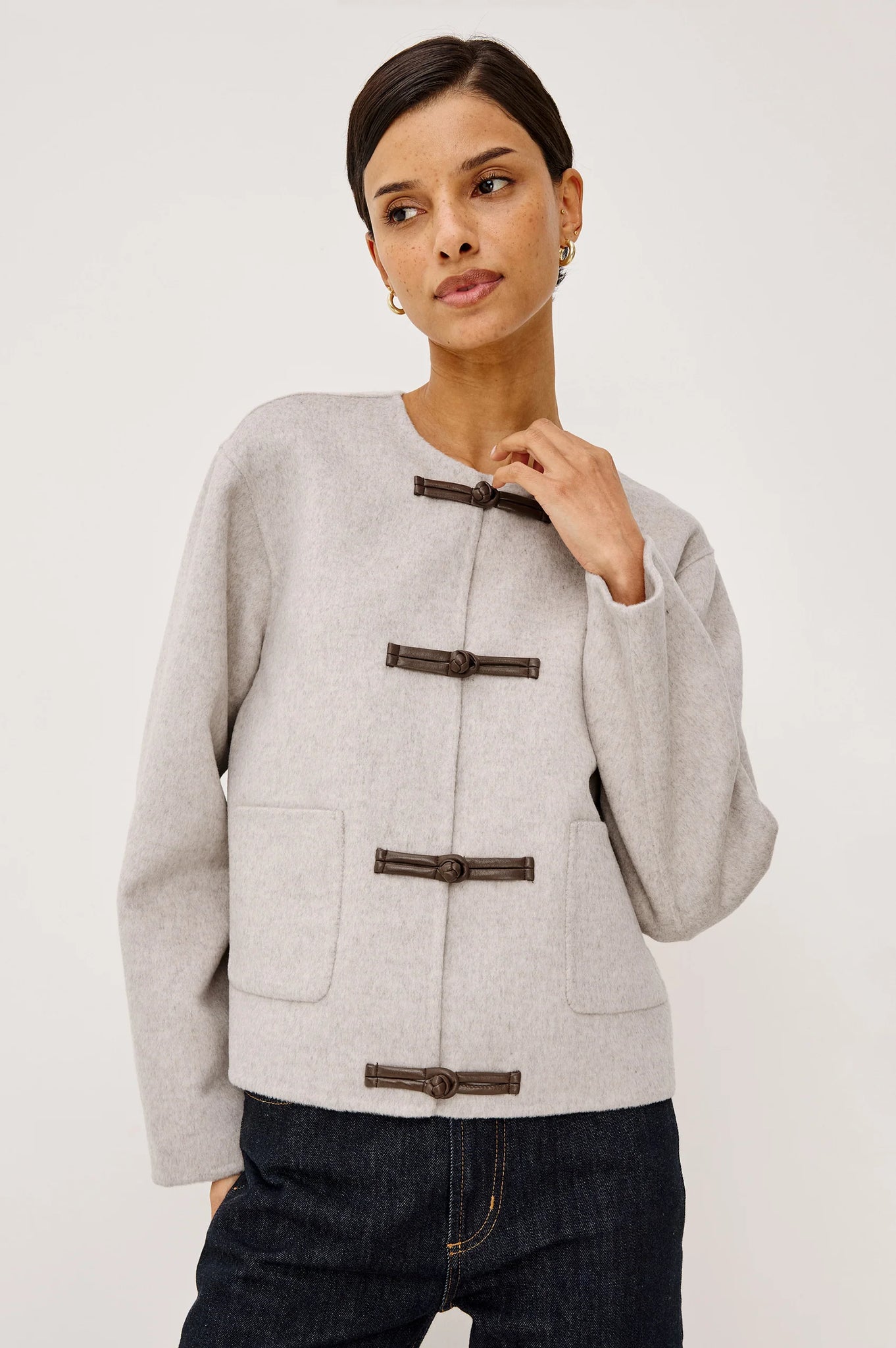 Deidre Jacket in Heather Oat