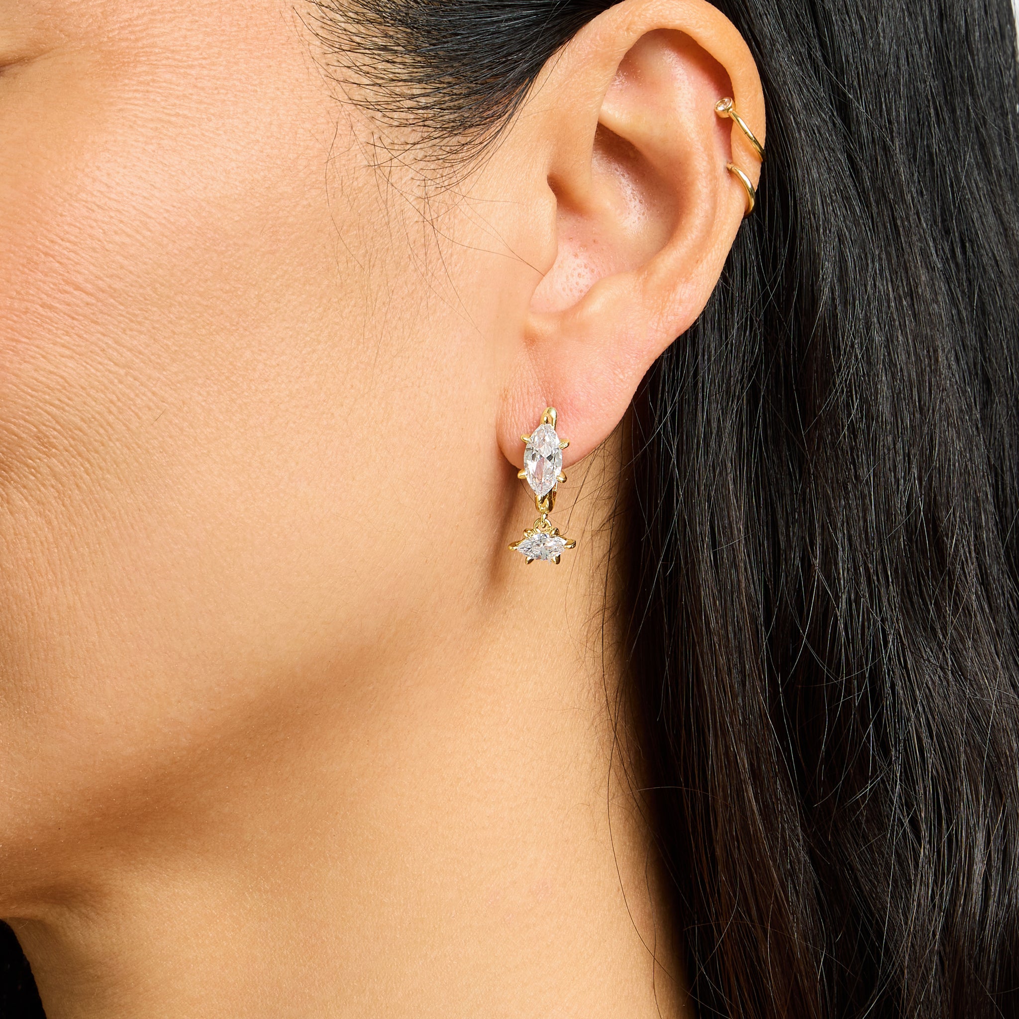 Diana Earrings in Gold and Clear Crystals