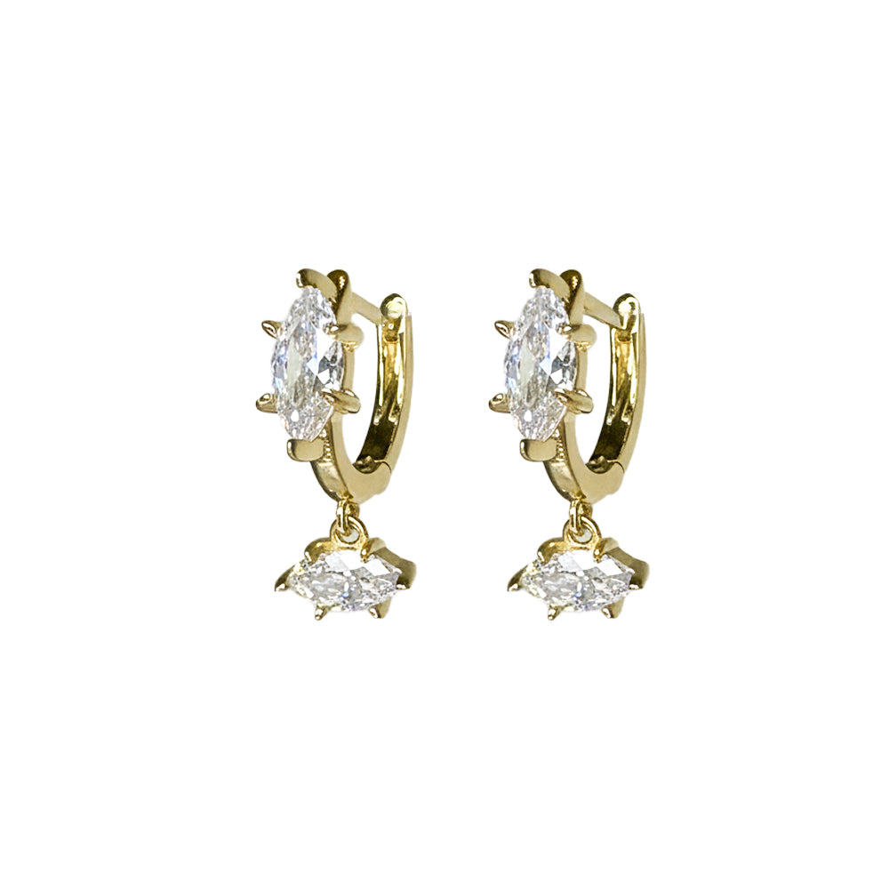 Diana Earrings in Gold and Clear Crystals