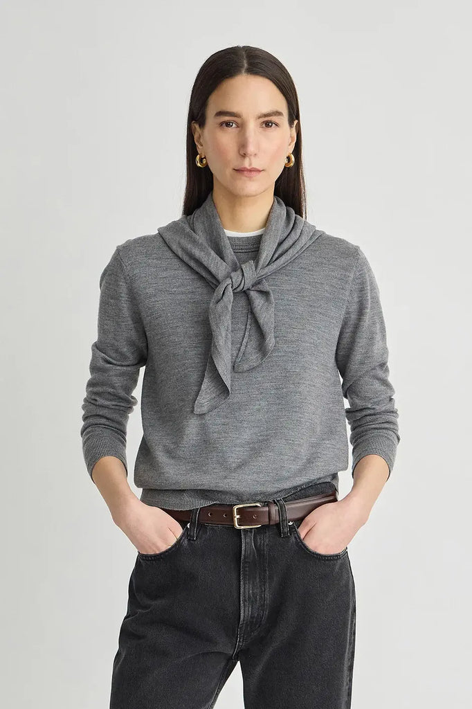 Drippy Scarf Top in Grey