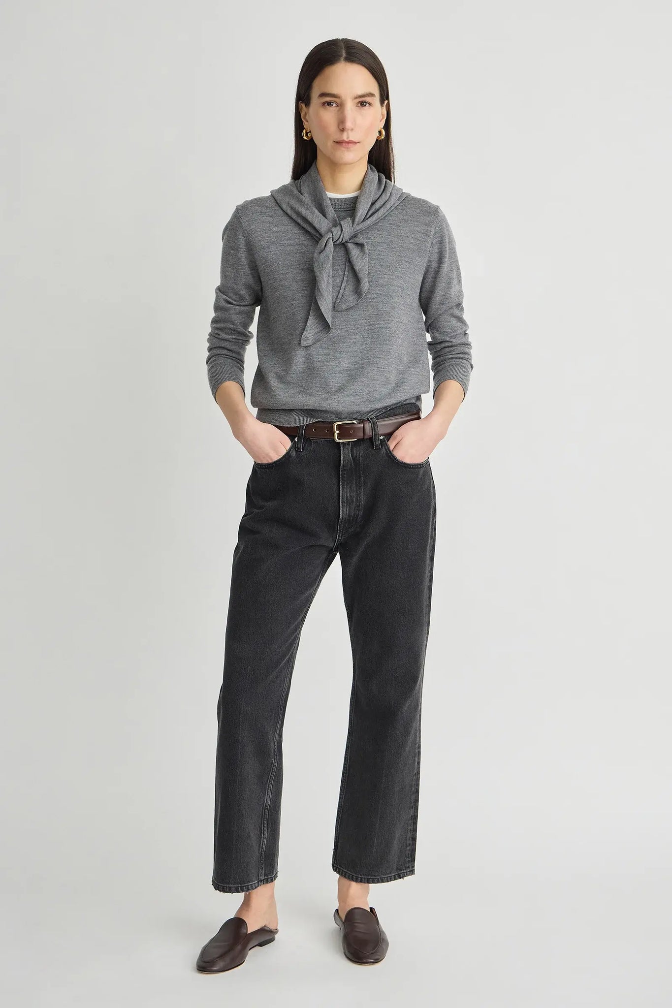 Drippy Scarf Top in Grey