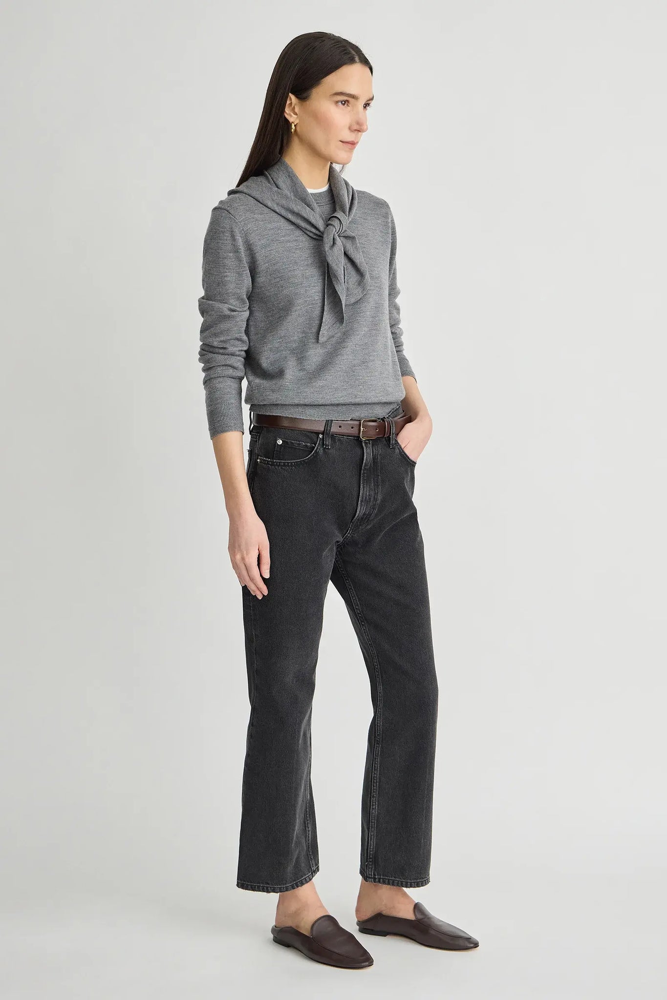 Drippy Scarf Top in Grey