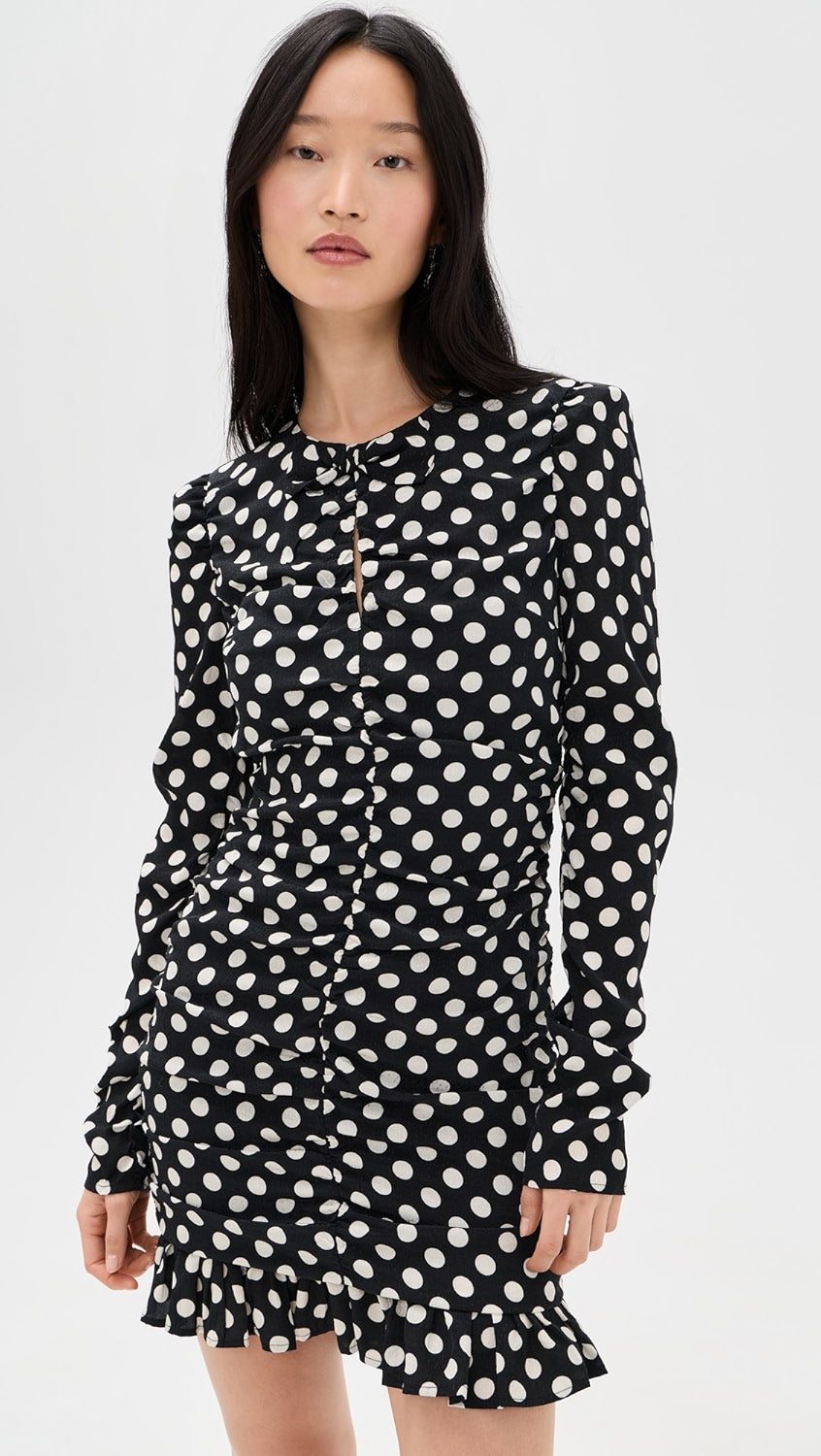 Jast Ruched Mini Dress in Black and White