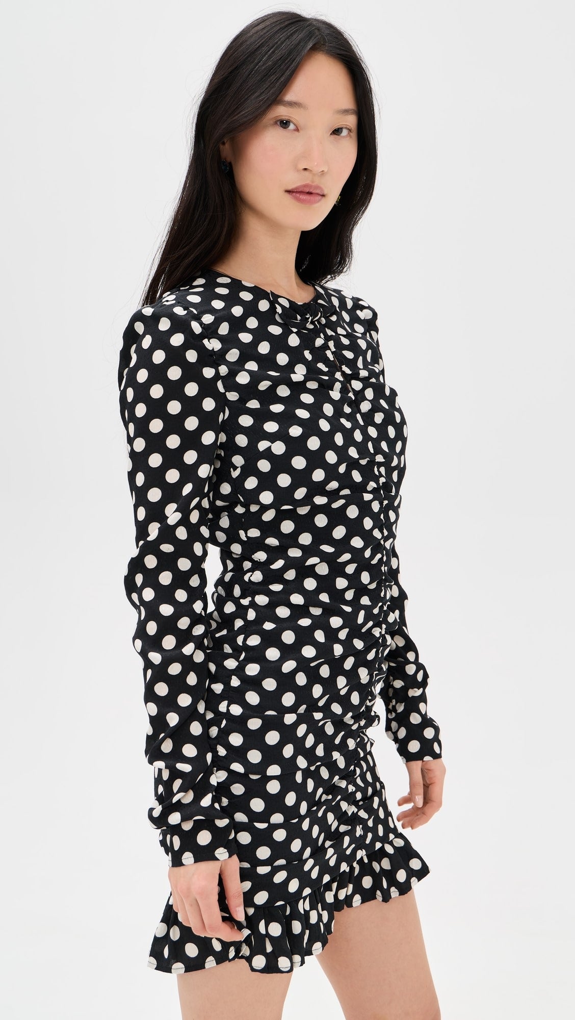 Jast Ruched Mini Dress in Black and White