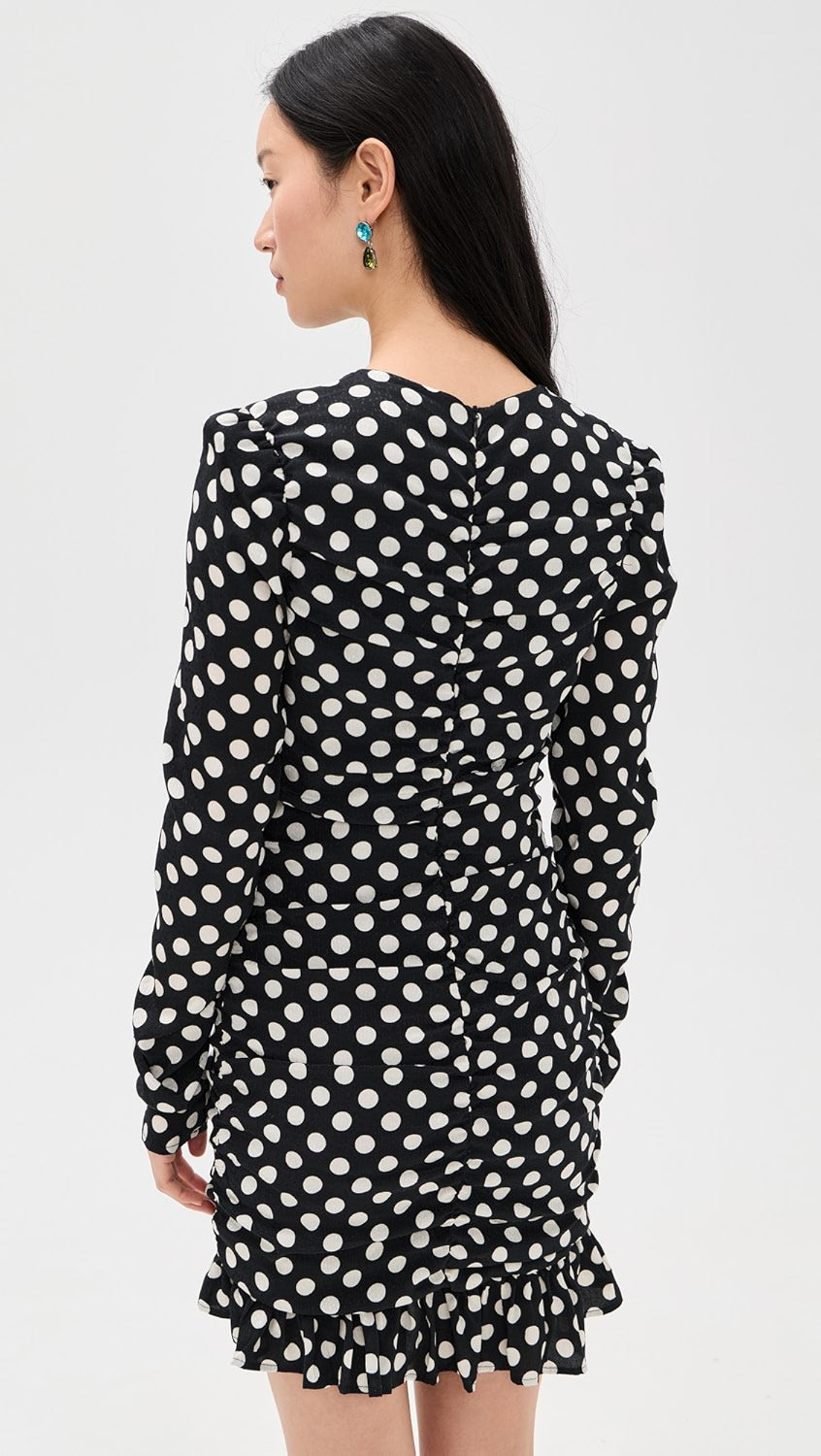 Jast Ruched Mini Dress in Black and White