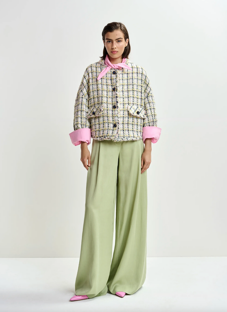 Jayden Boxy Cropped Jacket in Basil Smash