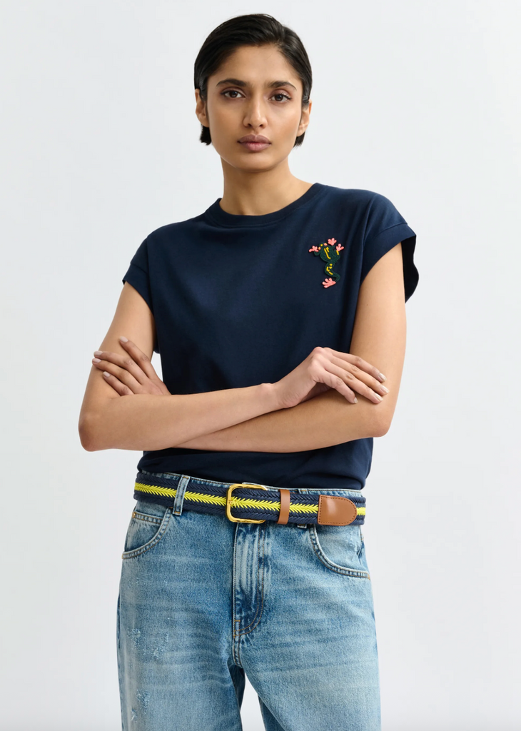Jungala Embroidered T-Shirt in Classic Navy