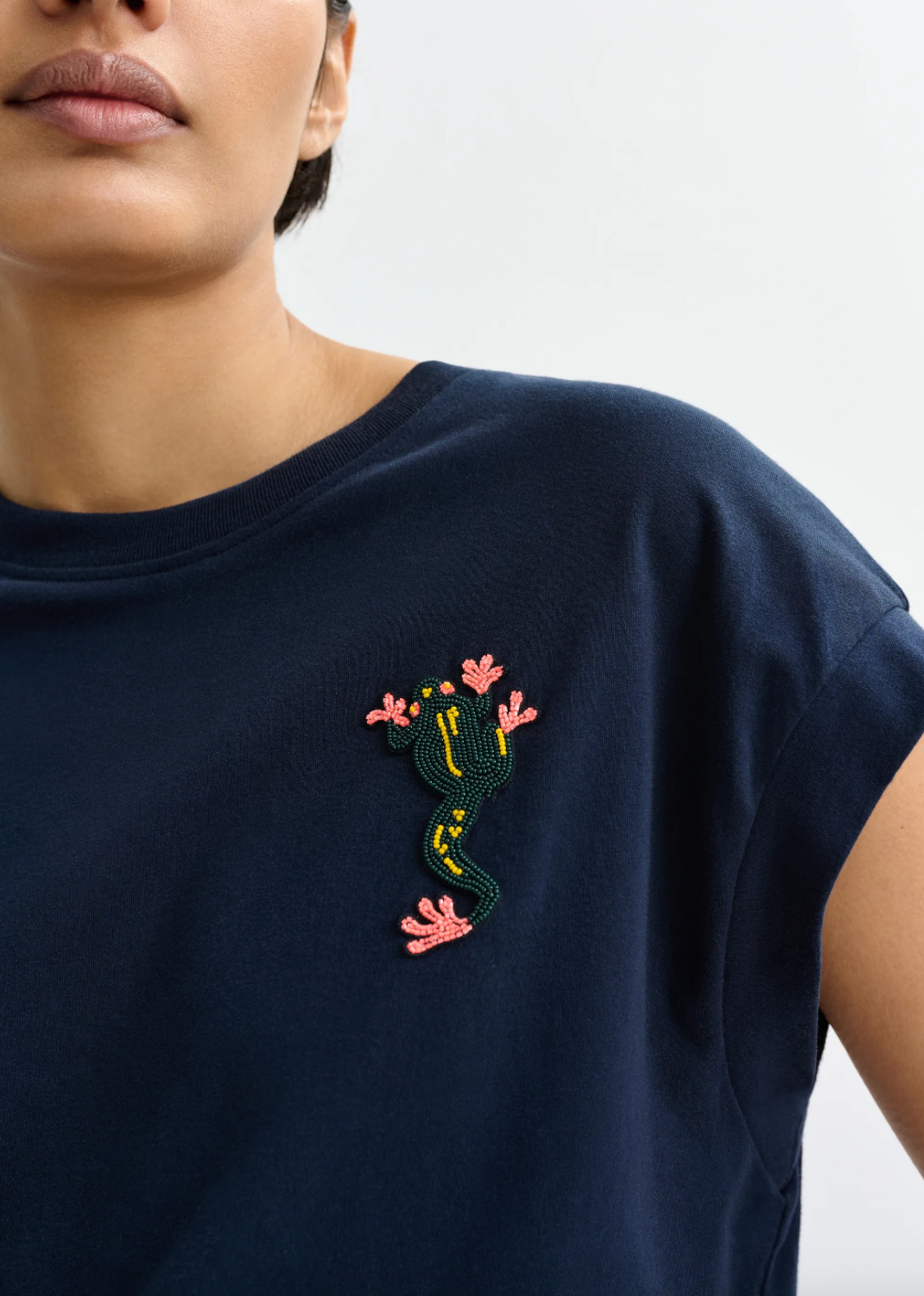 Jungala Embroidered T-Shirt in Classic Navy