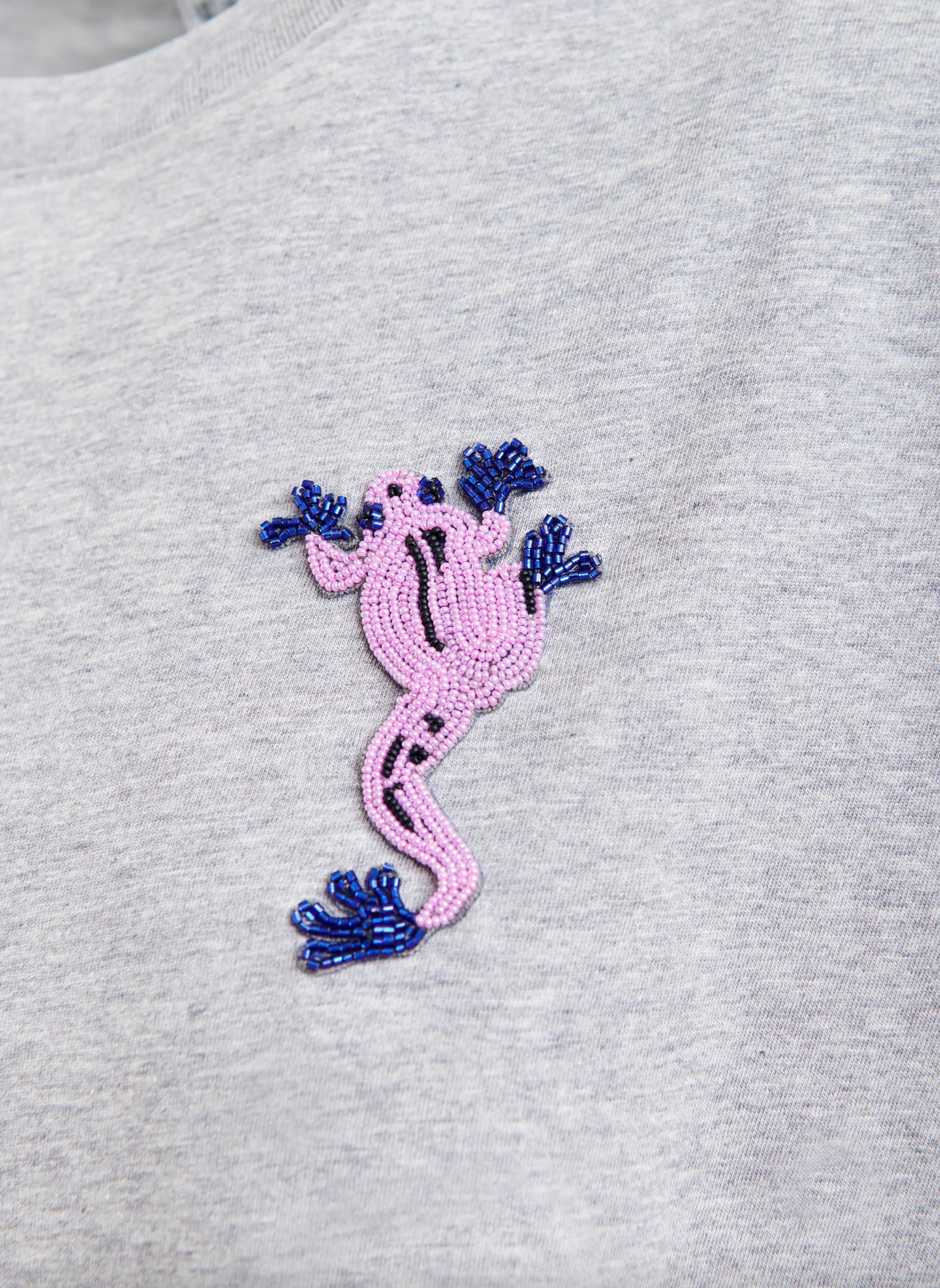 Jungala Embroidered T-Shirt in Foggy Brain