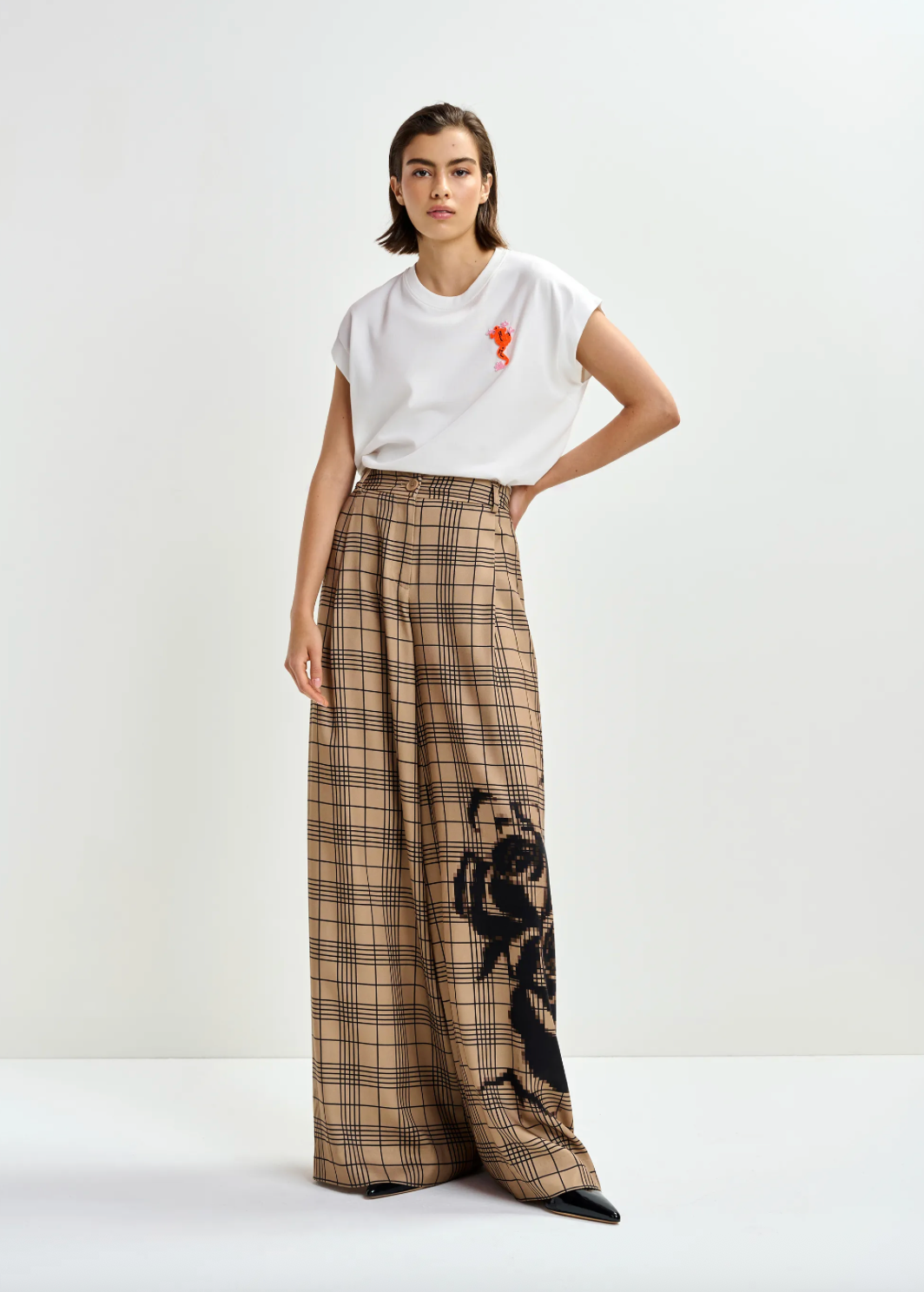 Jungala Embroidered T-Shirt in Off-White