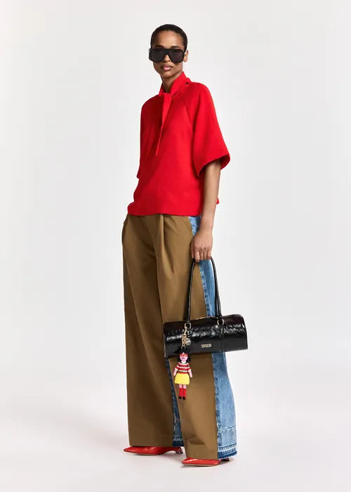 Kassie Neck Tie T-Shirt in Firestarter