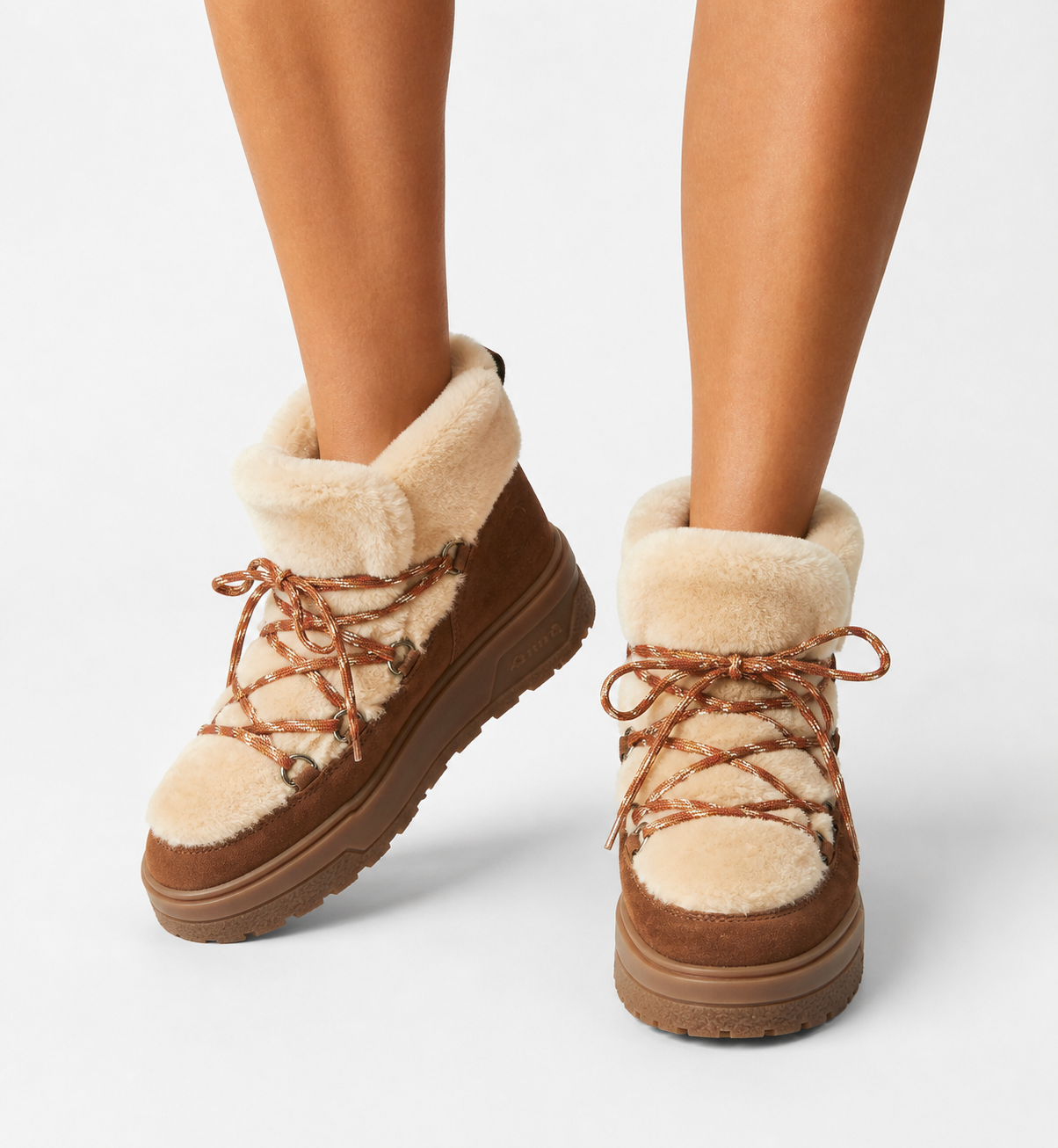 Epic Shearling-Lined Suede Bootie in Caramel
