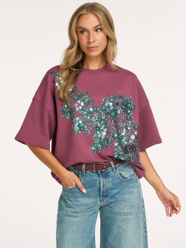 Kalani Short Sleeve Sweatshirt in Spilled Merlot