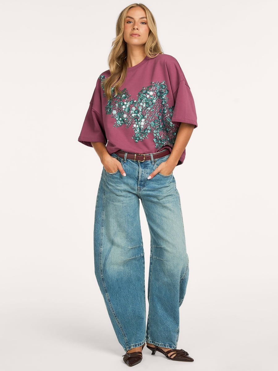 Kalani Short Sleeve Sweatshirt in Spilled Merlot