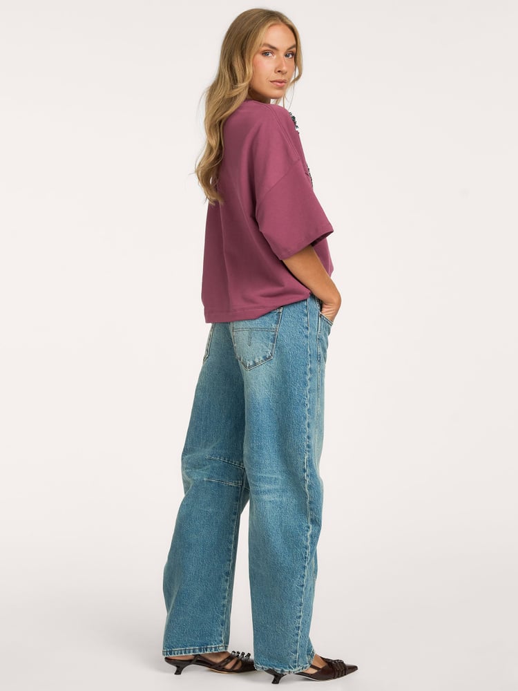 Kalani Short Sleeve Sweatshirt in Spilled Merlot
