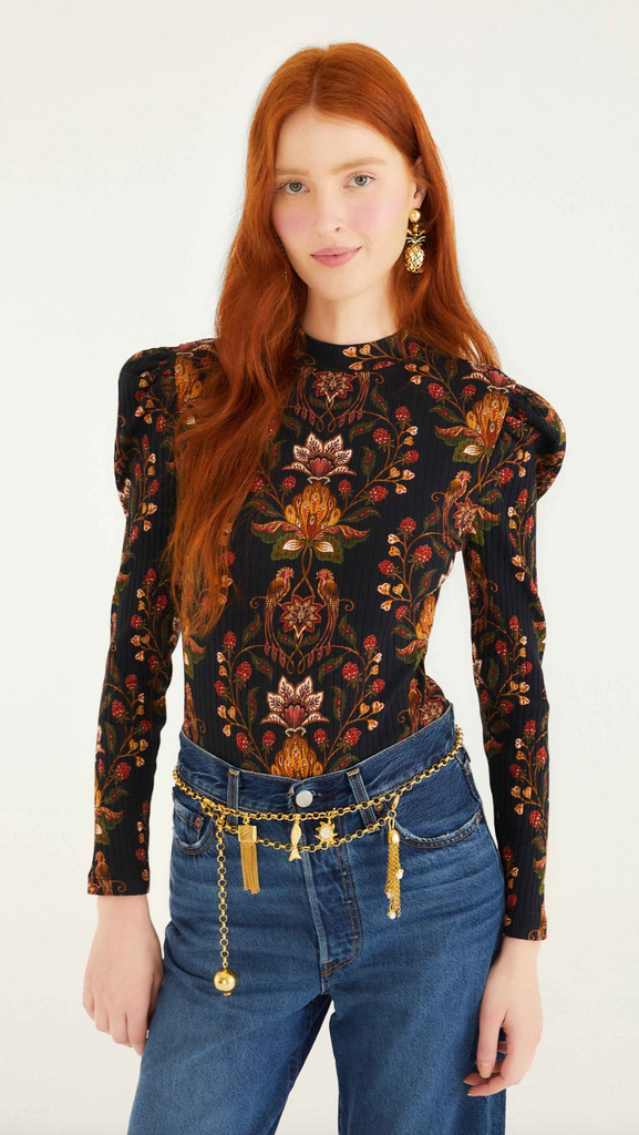 Berry Garden Black Bodysuit